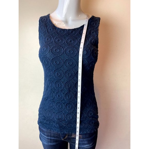 Banana Republic Women Knit Blouse Sleeveless Round Neck Keyhole Back Blue SZ XS - Picture 3 of 6